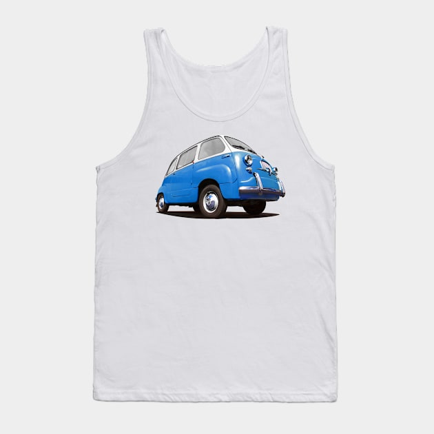 FIAT 600 Multipla in blue Tank Top by candcretro